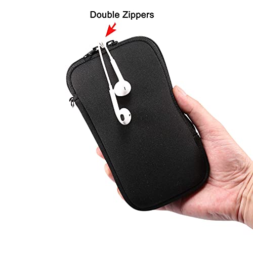 Image of Neoprene Cell Phone Sleeve Pouch Carrying Case for Samsung Galaxy A17 A16 A14 A13 A07 A06 A05 S26 Ultra S23 Ultra S22 Ultra, Moto G 5G 2024 2025 / G Play /G Power with Neck Lanyard (Black-XL)
