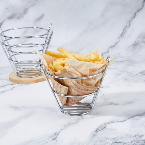 Panier à frites en acier support présentation snack restaurant 4pcs - 5