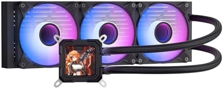 darkFlash DV360S All-in-one Liquid CPU Cooler, 3.2” LCD Screen with 320 * 320 Resolution, ARGB Sync, PWM Fans 360mm Radiator, CPU PC Aio Cooler Compatible with Intel 1851/1700, AMD AM4/AM5 (Black)