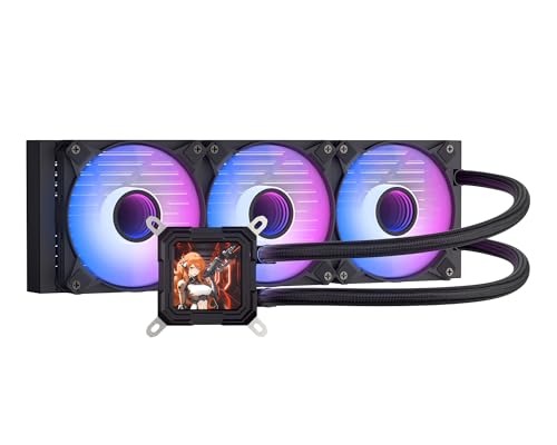 darkFlash DV360S All-in-one Liquid CPU Cooler, 3.2” LCD Screen with 320 * 320 Resolution, ARGB Sync, PWM Fans 360mm Radiator, CPU PC Aio Cooler Compatible with Intel 1851/1700, AMD AM4/AM5 (Black) by darkFlash - Used condition - US$69.15