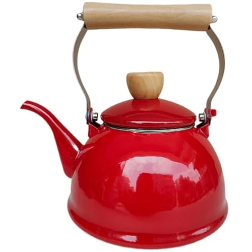 PRETYZOOM Thickened Enamel Kettle Stovetop Boiling Tea Kettle Stovetop Enamel Teakettle Teapot Whistling Coffee Pot 4L