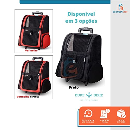 Mala Bolsa Mochila de Transporte Pet Viagem com Rodinhas para Cães e Gatos (Preta)