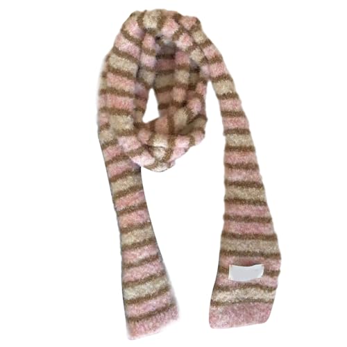 Elegant Women's Striped Scarf - Long Knit Tie Wrap Choker with Bag Handle