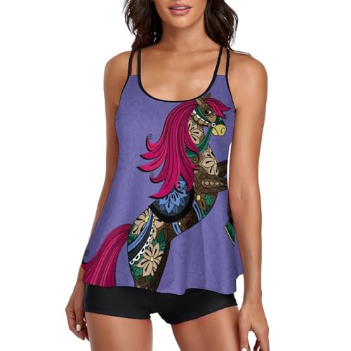 Maillot de bain tankini femme avec short de garçon imprimé floral robe de plage