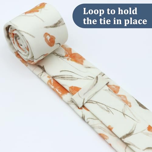 Image of Luckyvestir Mens Tie, Floral Neck Tie, Skinny Ties for Men 2.56'', Flower Printed Cotton Neck tie for Wedding Business Groom