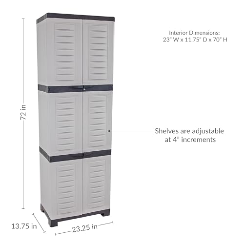 Image of Sunnydaze 72 inch Garage Storage Cabinet with Locking Doors & Shelves, Gray