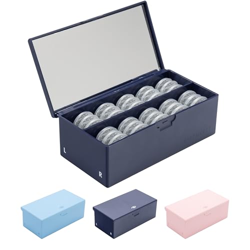 EYEPOCKET Daily Contact Lens Case - Travel Contact Case Daily Lens Organizer Flip Top Eye Contacts Carrier for Disposable Lenses & Dailies Navy