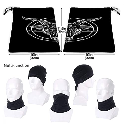 Wondertify Pentagram Demon Neck Warmer Baphomet Satanic Goat Head Symbol Tattoo Men Women Windproof Neck Gaiter Cold Weather Balaclava Ski Tube Scarf White Black #TOP2