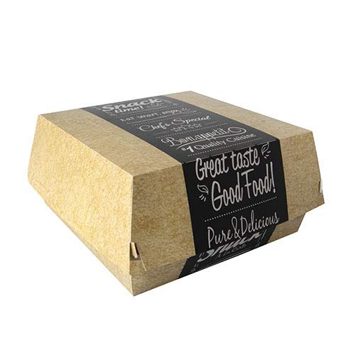 PAPSTAR 200 Burgerboxen, Pappe Pure 9 cm x 15,5 cm x 15,5 cm Good Food XXL