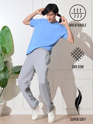 Image of FITINC Men's All-Season Relaxed Fit Track Pants | Stretchable Gym Lower with 2 Deep Zipper Pockets | Quick-Dry Athletic Joggers for Running, Workout & Yoga