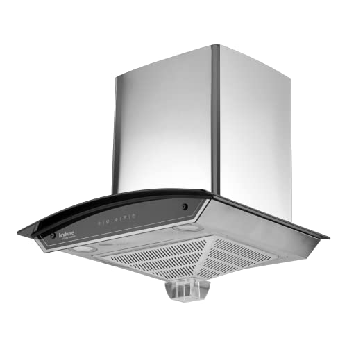 Image of Hindware Smart Appliances Rubella Neo 60 cm 1300 m /hr Auto Clean Chimney | Motion Sensor | Touch Control | Filterless | Curved | Energy Efficient LED Light | Powerful Suction | Wall Mounted (Black)