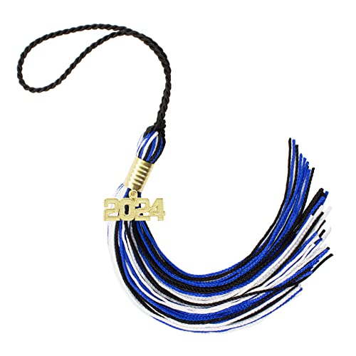 Tassel Depot 2024 Black/Royal/White Graduation Tassel - Every School Color Available - Made in USA