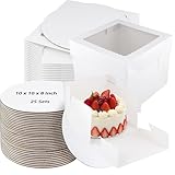 MAKTSAM 50 cajas para tartas con tablas, caja cuadrada para pasteles y pastelería