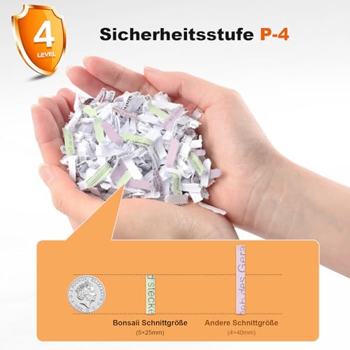 Bonsaii Aktenvernichter 12 Blatt, P-4 Kreuzschnitt Schredder für Kreditkarten, Büroklammern, CDs, 20L Behälter mit Sichtfenster, 15 Min Dauerbetrieb, für Büro & Zuhause, C282-A