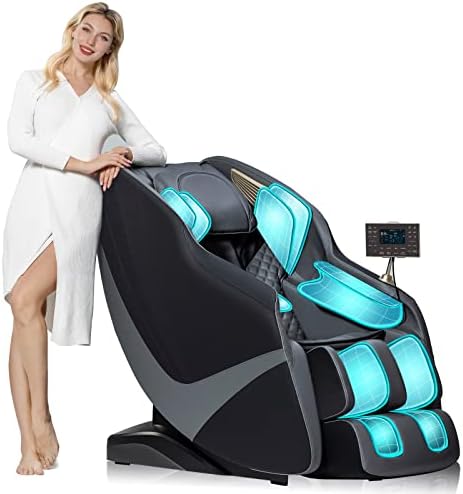 RelaxRelife Massage Chair Intelligent Full Body Massage Chair with Back Heat AI Voice Control Zero Gravity SL Track Recliner with Yoga Stretch (Black)