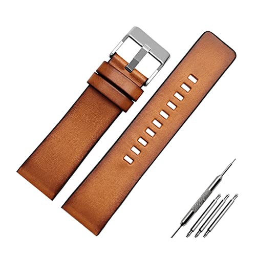 Elegantyl 22mm 24mm 26mm bracelet de montre en cuir véritable marron rétro montre bracelet de remplacement accessoires de montre pour hommes, 26mm