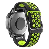 SOUMIX 26 22MM Watchband Strap for Garmin Fenix 7 7X 6 6X Pro Fenix 5X 5 3 3HR S60 MK1 Watch Quick Release Silicone Easyfit Wrist Band Strap (Color : Black Green, Size : 26mm Fenix 7X)