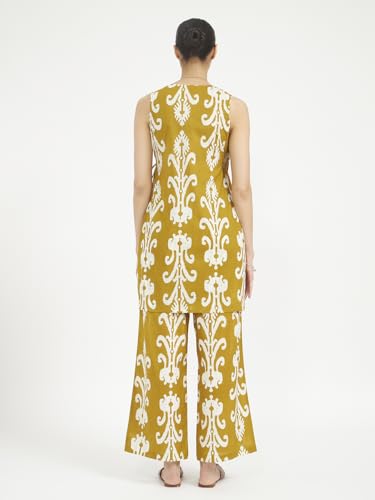 Image of FIORRA Women Mustard Yellow Printed Pure Cotton Kurta Set