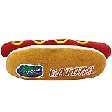 NCAA Florida Gators HOT Dog Plush Dog & CAT Squeak Toy- Cutest HOT-Dog Snack Plush Toy for Dogs & Cats with Inner Squeaker & Beautiful Football/Basketball Team Name/Logo