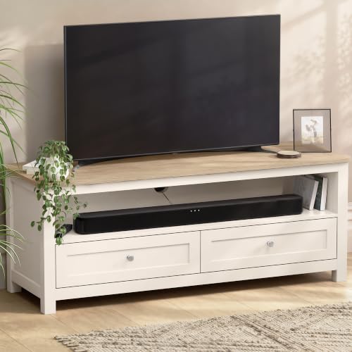 Image of CHRISTOW TV Unit, 2 Drawers & Shelf, Cream