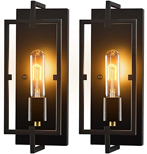 Wall Sconces, Wall Lights Set of Two,Rustic Home Decor Wall Lamp Bathroom Light Fixtures Farmhouse Lighting Industrial Wall Decor for Bedroom Living Room Kitchen Bar,E26 Base, Hardwired, Bulb Included