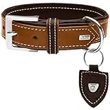 HUNTER Tara Collar para Perro, de Cuero de Rusia, Resistente a la Intemperie, tamaño 60 (M-L), Color coñac/marrón Oscuro