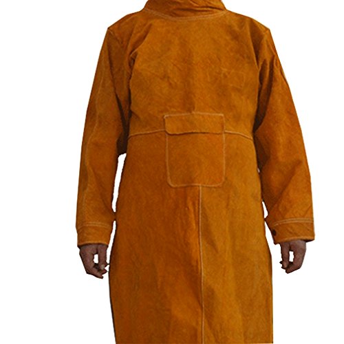 Leather Welding Jackets 103Cm Length Long Welding Apron, Flame Resistant Welder Clothes Coat With Sleeves, Wear-Resistant Anti-Scald Welding Cape For Most Men Wq23 #TOP16