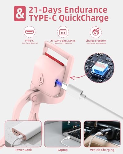 image for HOTRYEE Heated Eyelash Curler, 5S Fast Heating Electric Eyelash Curler