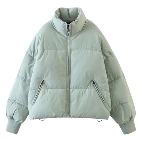 Manteau rembourré léger femme veste doudoune courte à poches pour balades d'hiver