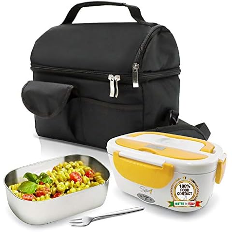 Set de bolsa térmica con correa + calentador de alimentos amarillo de acero inoxidable Cover