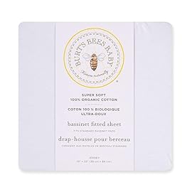 Burt\'s Bees Baby Bassinet Sheet, Fitted Unisex 100% Organic Jersey Cotton Bassinet Sheet for Standard Bassinet Mattress