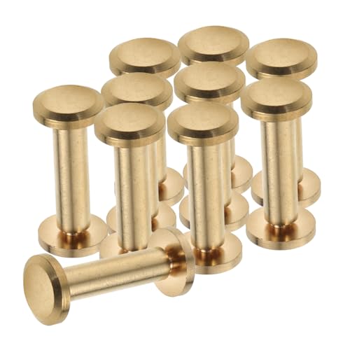 FUOYLOO 10pcs Scrapbook Binding Screws Set Φ4×15mm Flat Head Binding Posts for Leather Purses Photo Albums Fastening Industrial Hardware