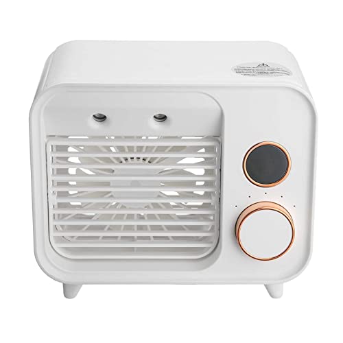 ventilador de aire acondicionado portátil Mini aire acondicionado portátil, enfriador de aire, ventilador de refrigeración por agua pulverizada, humidificador, luz LED, 5 velocidades, escritorio, vent