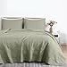 Chezmoi Collection Kingston Queen Size Bedspread Set, 3-Piece Sage Green Oversized Quilted Microfiber Lightweight Bedspread Coverlet (100