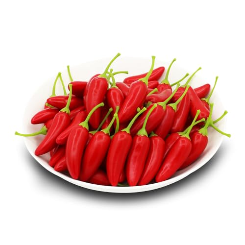 60 PCS Simulated Fake Chili Mini Foam Plastic Artificial Vegetables Chili Model Lifelike Home Decorations Chili for Photography Props Ornaments Party Holiday