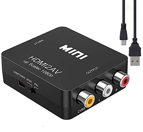 HDMI to RCA Converter, HDMI to AV 3RCA CVBs Composite Adapter , HDMI to Video Audio Converter Adapter for Older TV Supports PAL/NTSC for TV Stick, Apple TV,Roku, PS4, Xbox, Switch, DVD Player