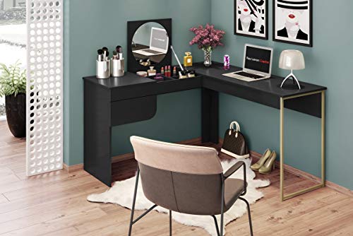 Escrivaninha Penteadeira De Canto Alexa Preto Mobler