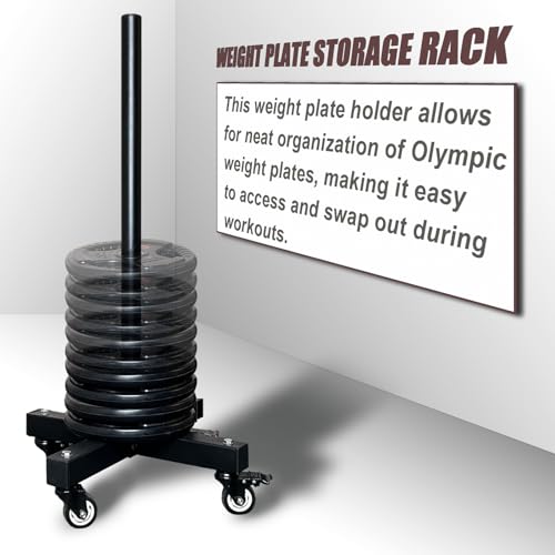 KORIKAHM Upgraded Movable Olympic Weight Plate Rack with Wheel for 2-Inch Bumper Plates Weight Storage, Strength Training Vertical Weight Tree Holder Stand for Home Gym Workout - Thumbnail 6