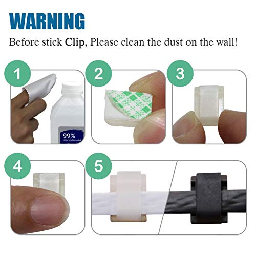 Cable Clips Adhesive Cable Clips Ethernet Cable Clips Wire Holder System 100 Pcs White For Car, Office, Desk Accessories, Home, Nightstand - Xinca #TOP4