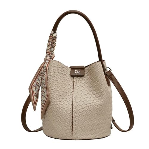 Gyios Sac bandoulière Femme Seau À La Mode pour Femmes, Main Effet Tissé Élégant, Et Pouvant Être Porté Main-Beige