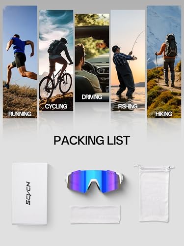 SCVCN Cycling Sunglasses for Men Women, UV400 Sports Sunglasses with HD TAC Lens, 28g Lightweight TR90 Frame, Adjustable Nose Pad & Airflow Vents for Running 04 — view 5
