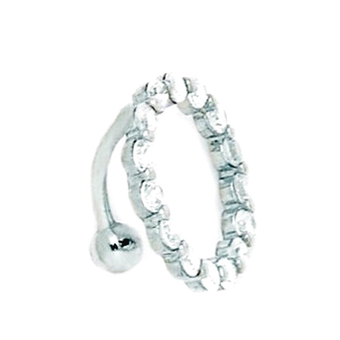 14 Karat Weißgold CZ Zirkonia Simulierter Diamant 14 Gauge Kreisform Körperschmuck Bauchnabelring misst 20 x 19 mm Schmuck Geschenke für Frauen, Metall, Zirkonia