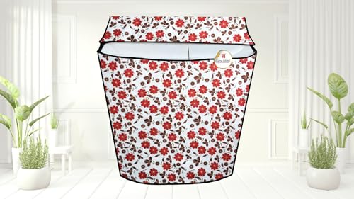 Image of Semi Automatic Washing Machine Cover for 6kg to 8kg Top Load | Waterproof & Dustproof Polyester Cover with Zip | Suitable with Samsung, LG, IFB, Bosch & More(51x 82 x 89 cm, Design 20)