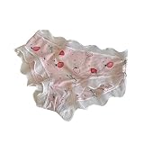 Lace Briefs for Women Cute Low Waist Panties Mesh Sheer See Through Breathable Thongs Underwear for