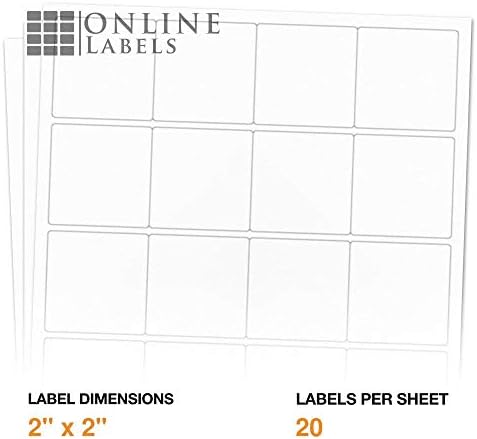 2 x 2 Square Labels - Permanent, White Matte - Candle, QR, Product Labels -  Pack of 2,000 Labels, 100 Sheets - Inkjet/Laser Printers - Online Labels