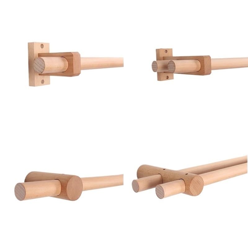 Tringle à Rideau En Bois Massif 180CM Simple - Tringle Romaine Naturelle Installation Poinçonnée