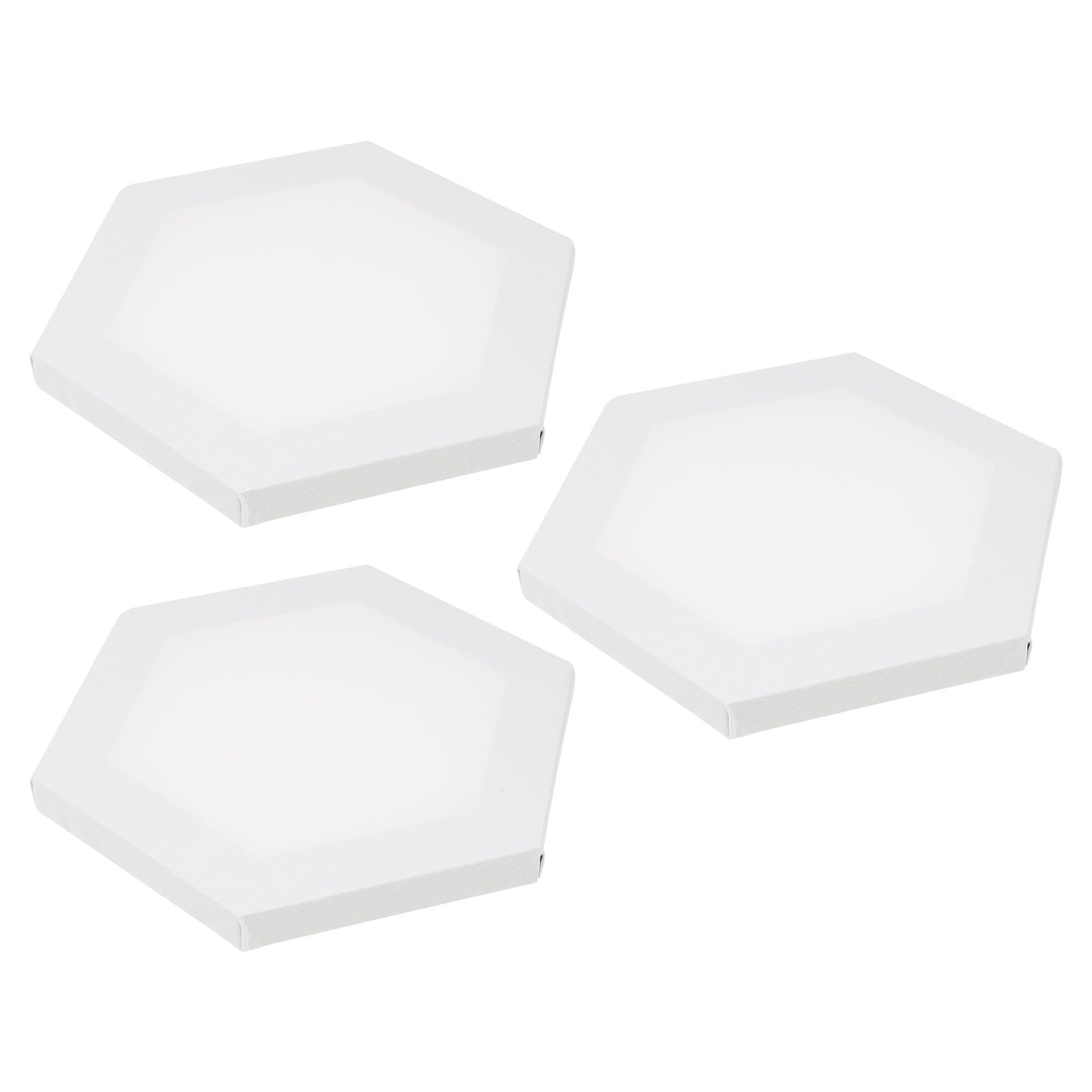 Lot de 3 Toiles à Peindre Hexagonales en Coton Blanc Cadre en Bois, pour Loisirs de Peinture pour Débutants et Étudiants