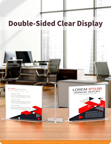 Niubee Acrylic Sign Holder 8.5X11 Inches 3 Pack Horizontal, T Shape Double Sided Clear Frames, Plastic Paper Flyer Display Holder, Document Menu Table Stand For Office, Store -Landscape #TOP3