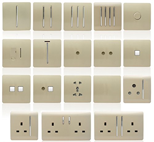 Trendi 2 Gang Artistic Modern Glossy Screwless PC CAT 5 or 6 & Telephone Socket Champagne Gold - Image 3