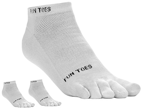 FUN TOES 3 Pairs Men's Cotton Toe Socks Barefoot Running Socks Breathable Mesh Top Shoe Size 6-10
